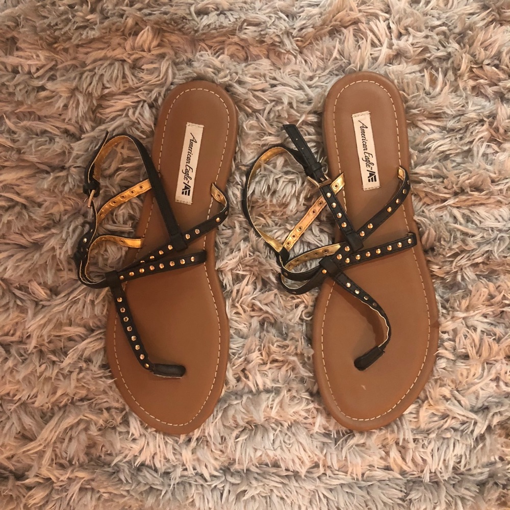 Gold studded thong sandals
